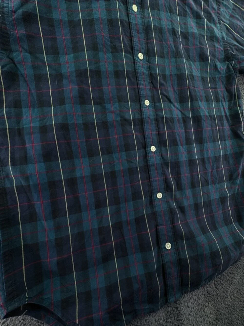 Ralph Lauren Boys Long Sleeve Button Up Shirt Green Plaid Large Cotton Pony Logo